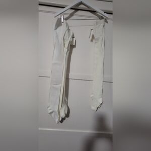 3 White Ribbed Tights Size M/L